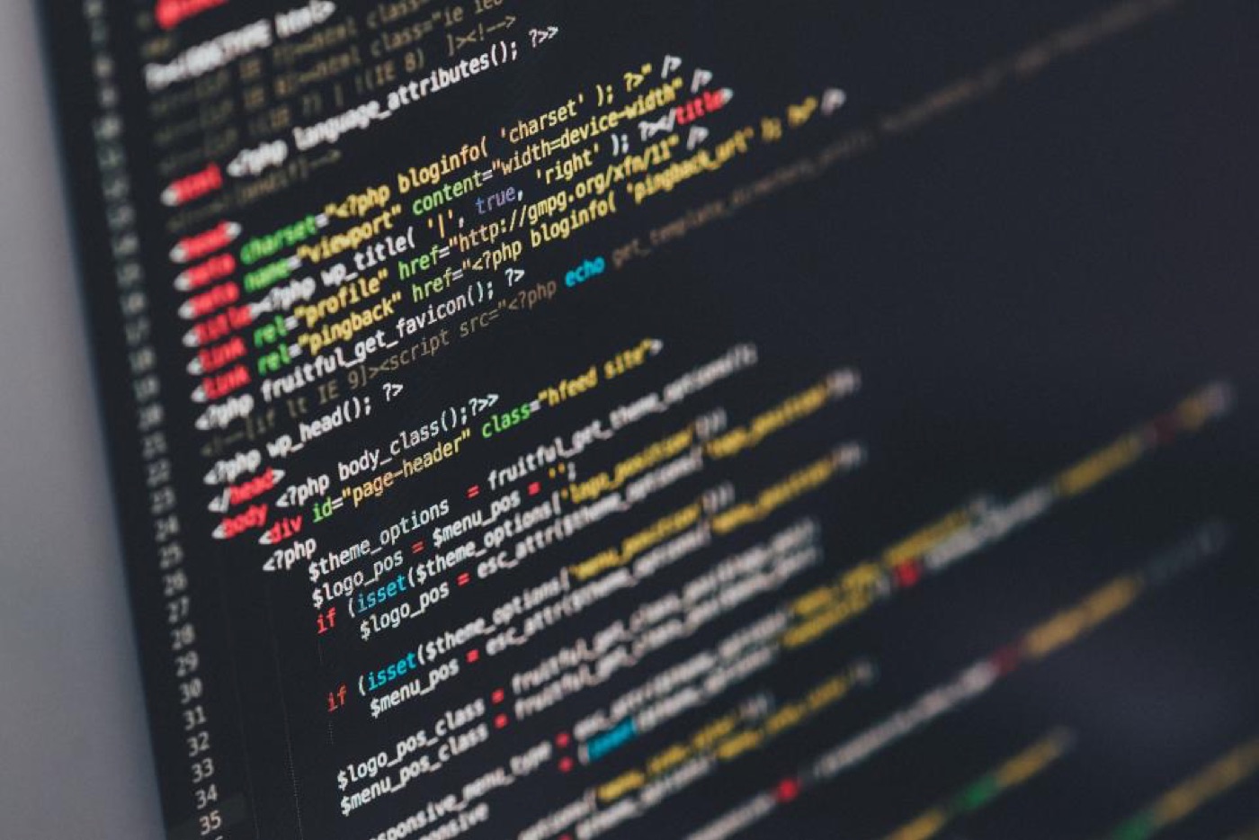 Source code on a monitor