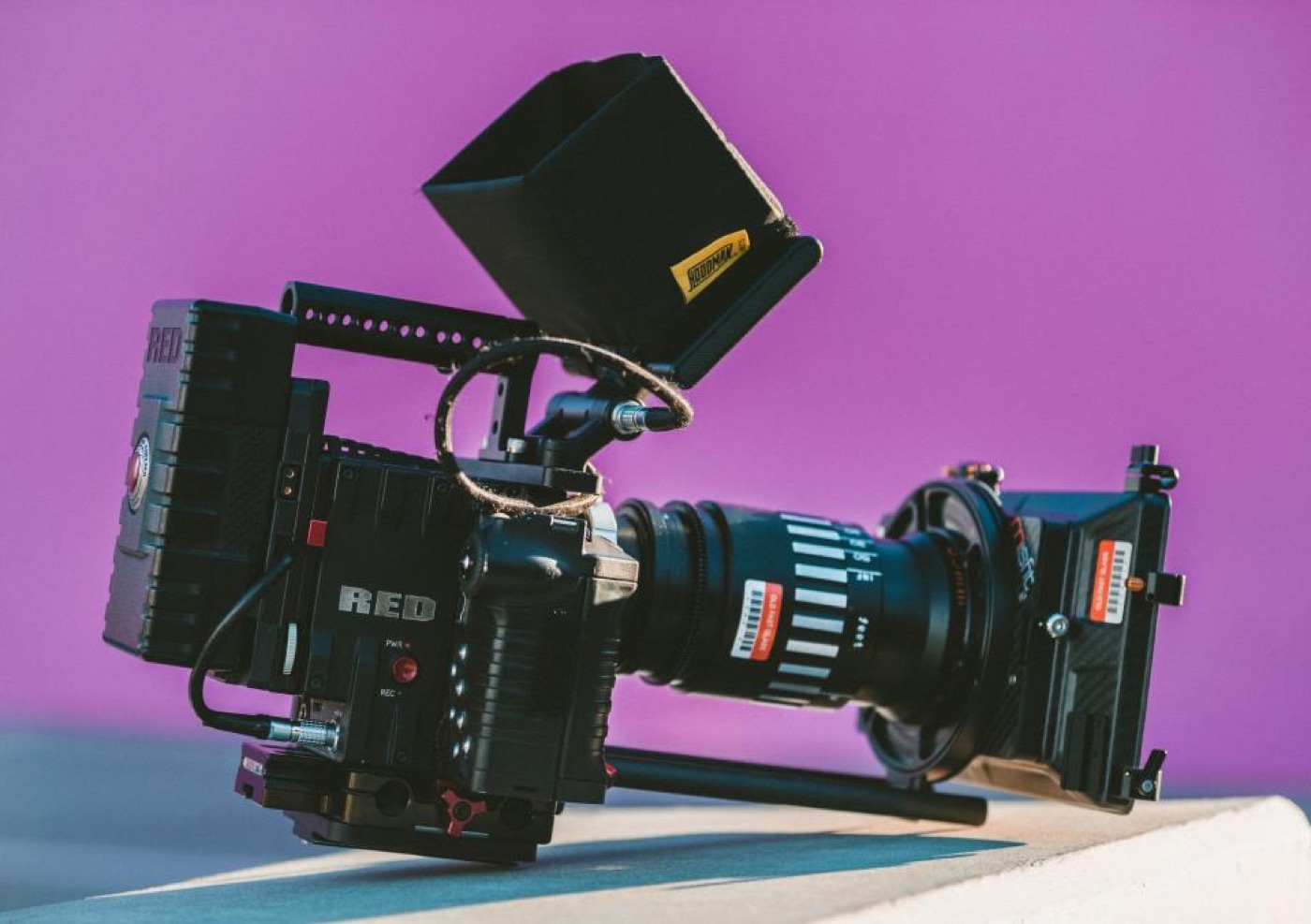 A cinema camera rig, the kind of shot text-to-video models try to replicate